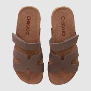 Sandalias de Serraje - Marron - Tacón: Bajo