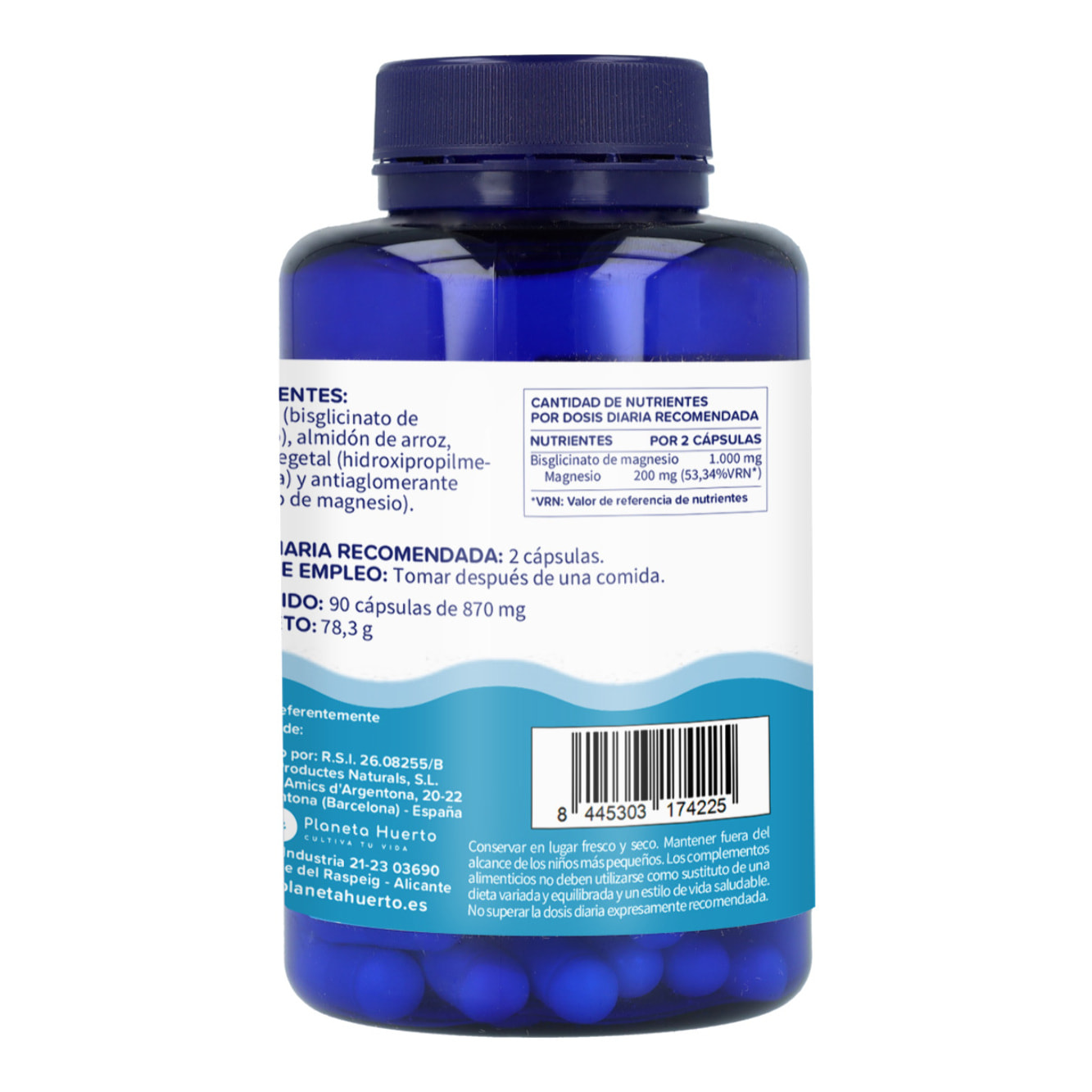 PLANETA HUERTO | Bisglicinato de Magnesio 500 mg 90 Cápsulas - Mineral Esencial para Energía, Relajación y Bienestar General