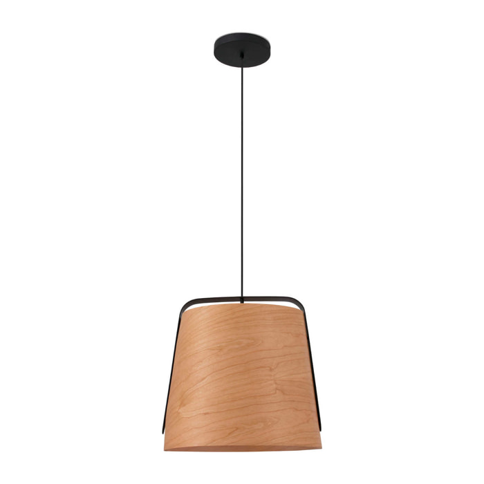 STOOD Lampada sospensione nera et legno