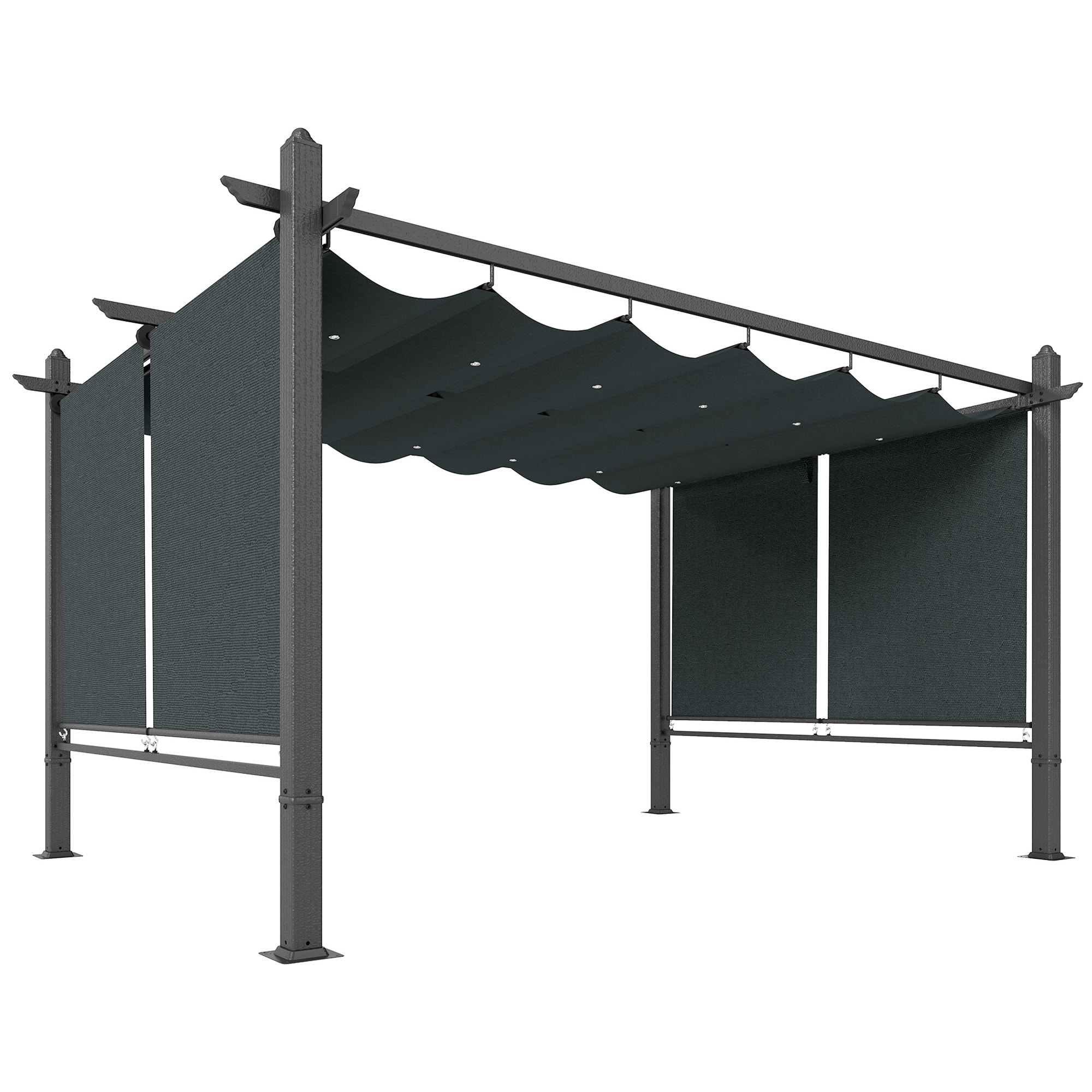 Pergola design 3x4m toile intégrale ajustable UV50+ alu acier anthracite