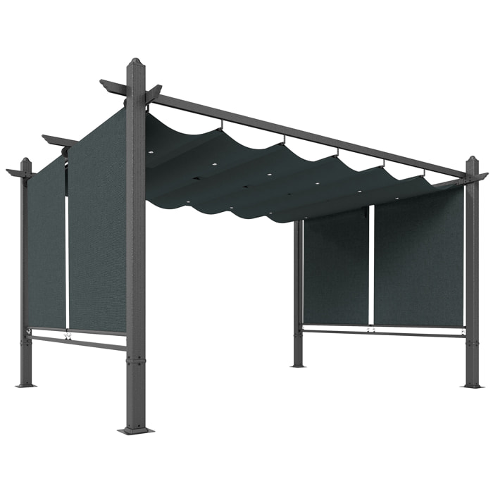 Pergola design 3x4m toile intégrale ajustable UV50+ alu acier anthracite