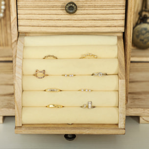 Armoire à bijoux bois style naturel poignées bouton effet bronze antique miroir
