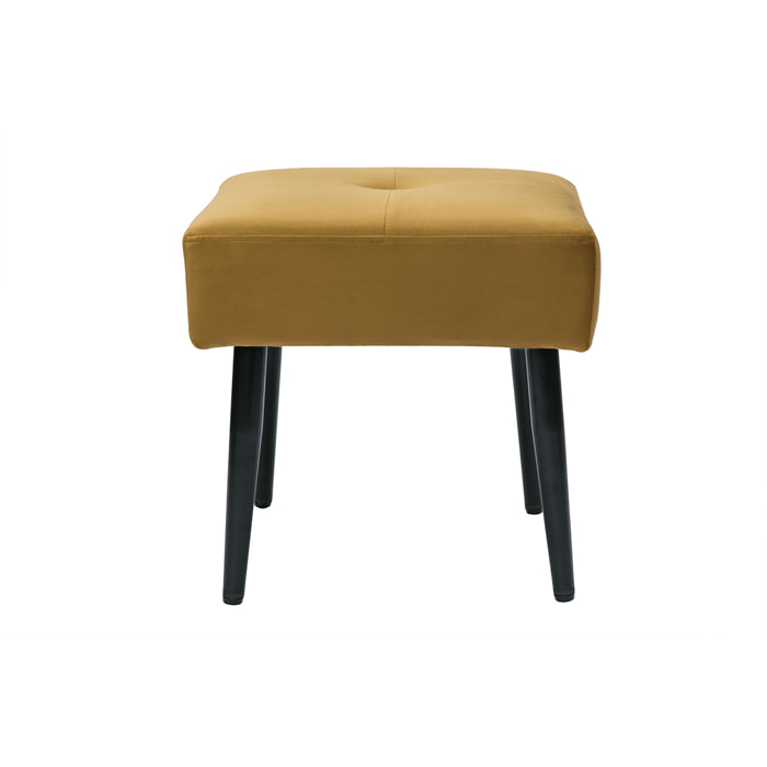 Tabouret bas en tissu effet velours texturé bronze et métal noir H46 cm GUESTA