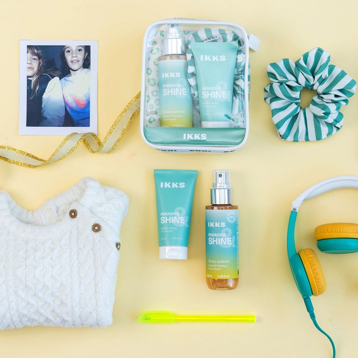 Paradise & Shine Wild - Coffret Brume Pailletée 100ml + Gel Douche 50ml et Chouchou