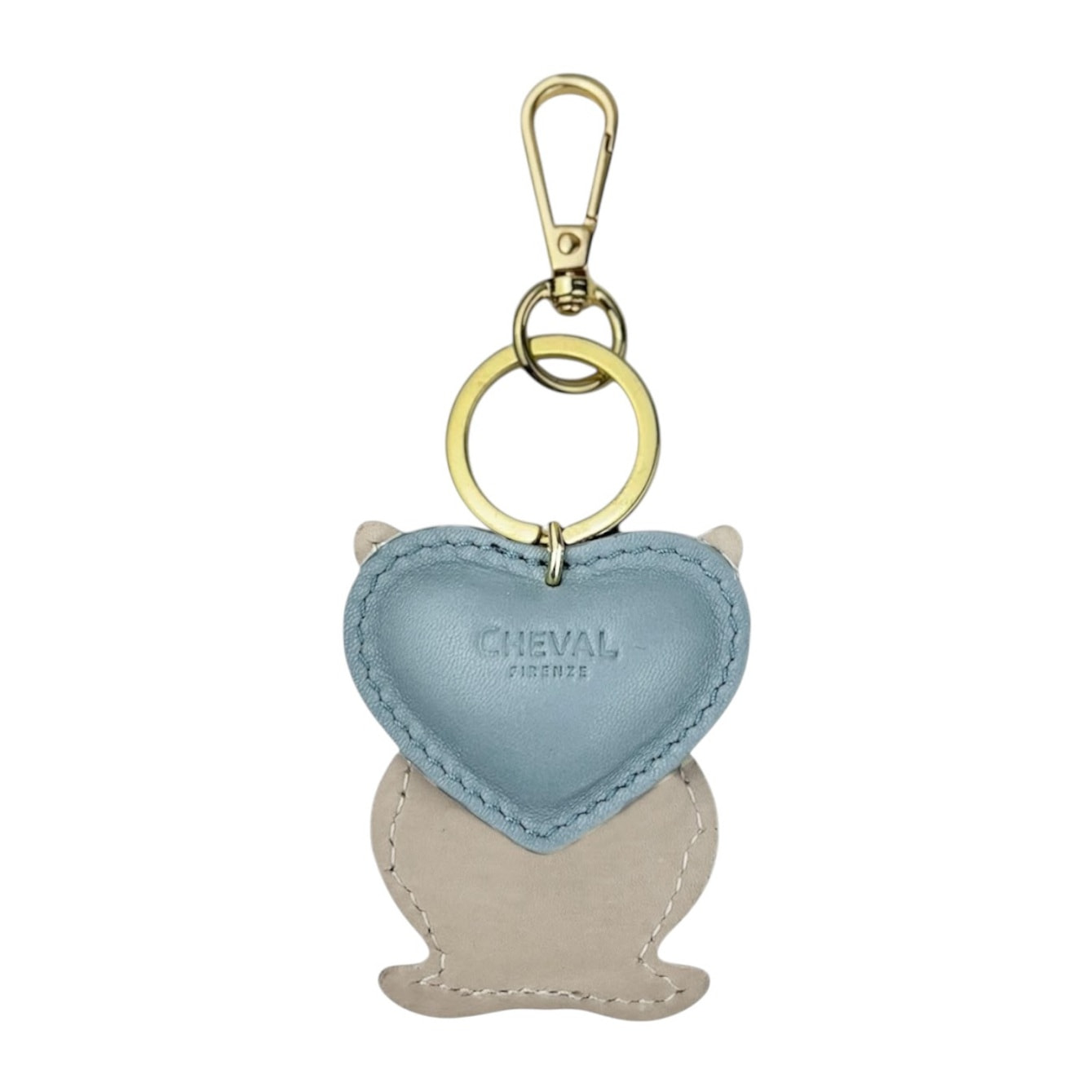 Llavero de corazón azul cielo Cheval Firenze búho gris