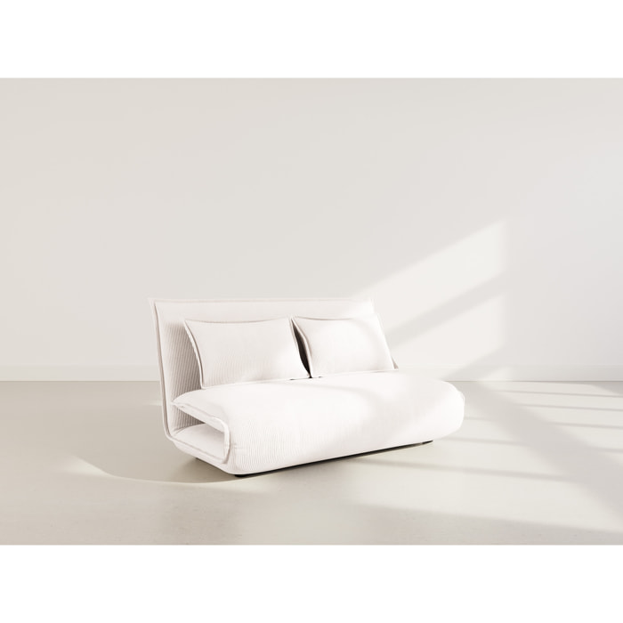 Candice - Banquette 2 places convertible clic-clac en velours côtelé - Beige