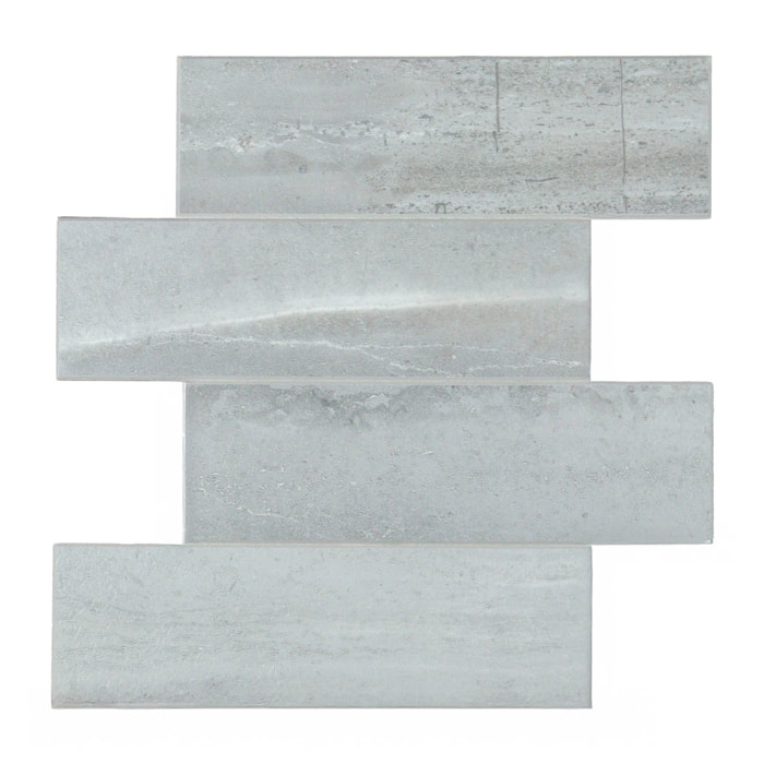 Lot de 4 crédences adhésives murales 3D  - Effet pierre - Gris