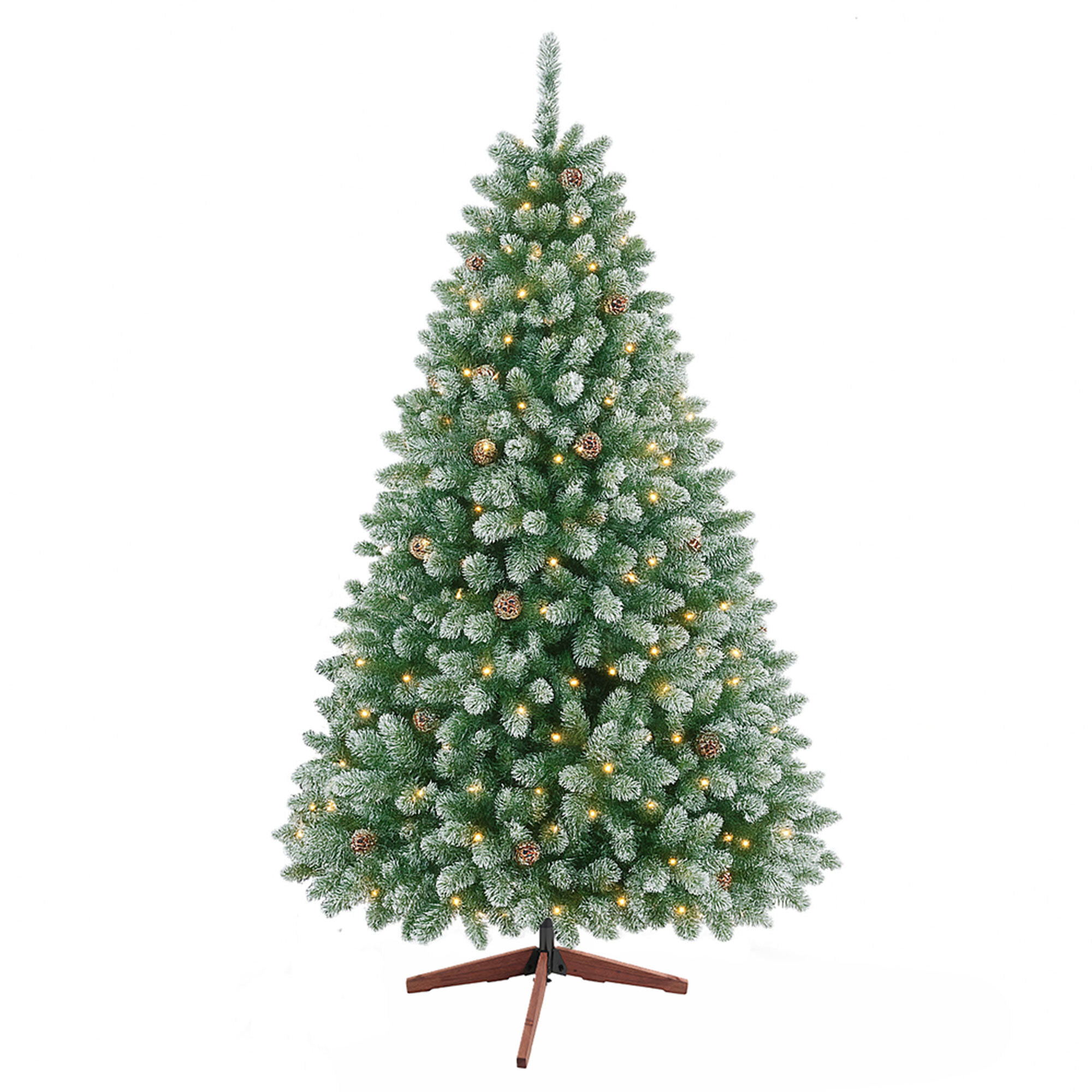 Comet - Albero di Natale con luci LED e pigne Ø85 x150H, 380 rami e 20 pigne