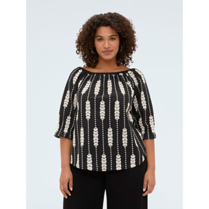 Fiorella Rubino - Blusa off shoulders con bordados - Negro
