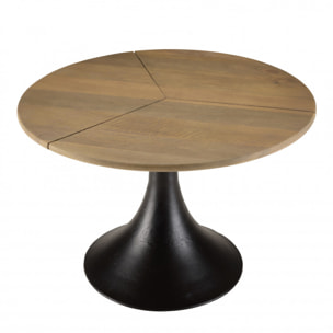 JAMES - Table d'appoint 65x65cm plateau en manguier pied évasé noir mat