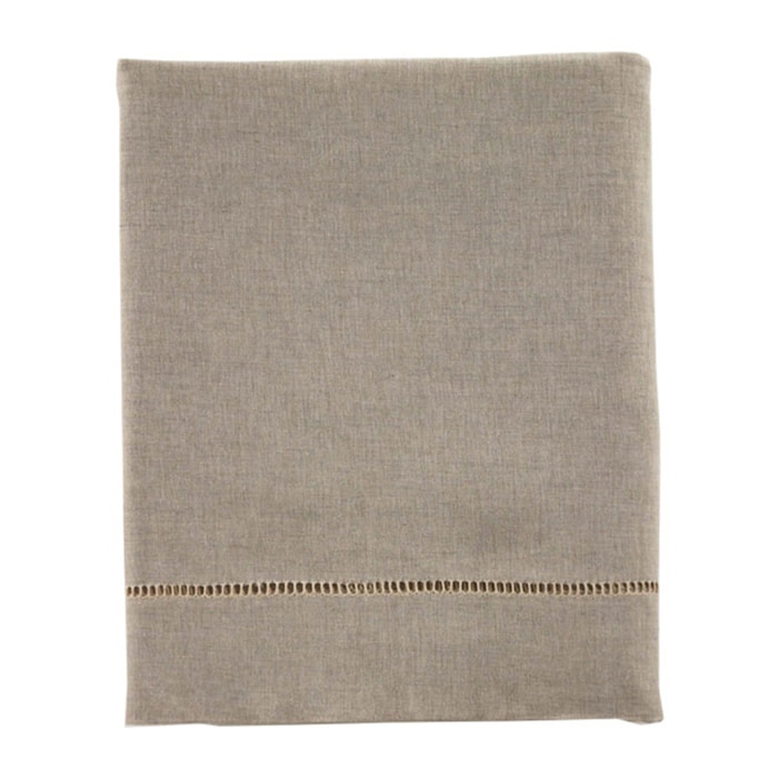 Drap plat uni en lin métis, Made in France, VENISE , Naturel