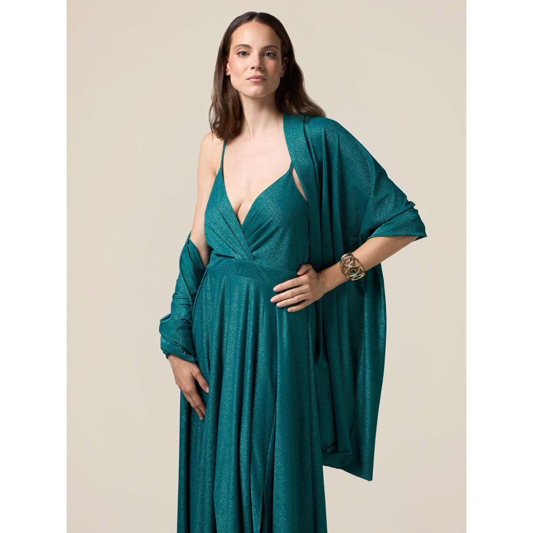 Oltre - Estola de jersey de lurex - Petrol Blue