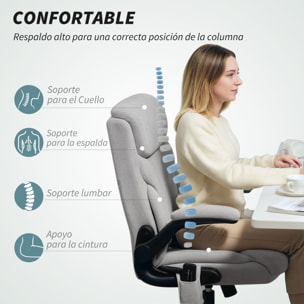 Silla de Oficina con Masaje y Función de Calefacción Silla de Escritorio Giratoria con Altura Ajustable Reposabrazos Abatibles Respaldo Alto y Mando a Distancia Gris