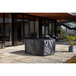 Salon de jardin 8 places noir-gris + housse de protection REGINA