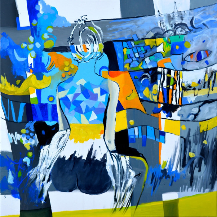 Tableau abstrait nu cubique Toile imprimée