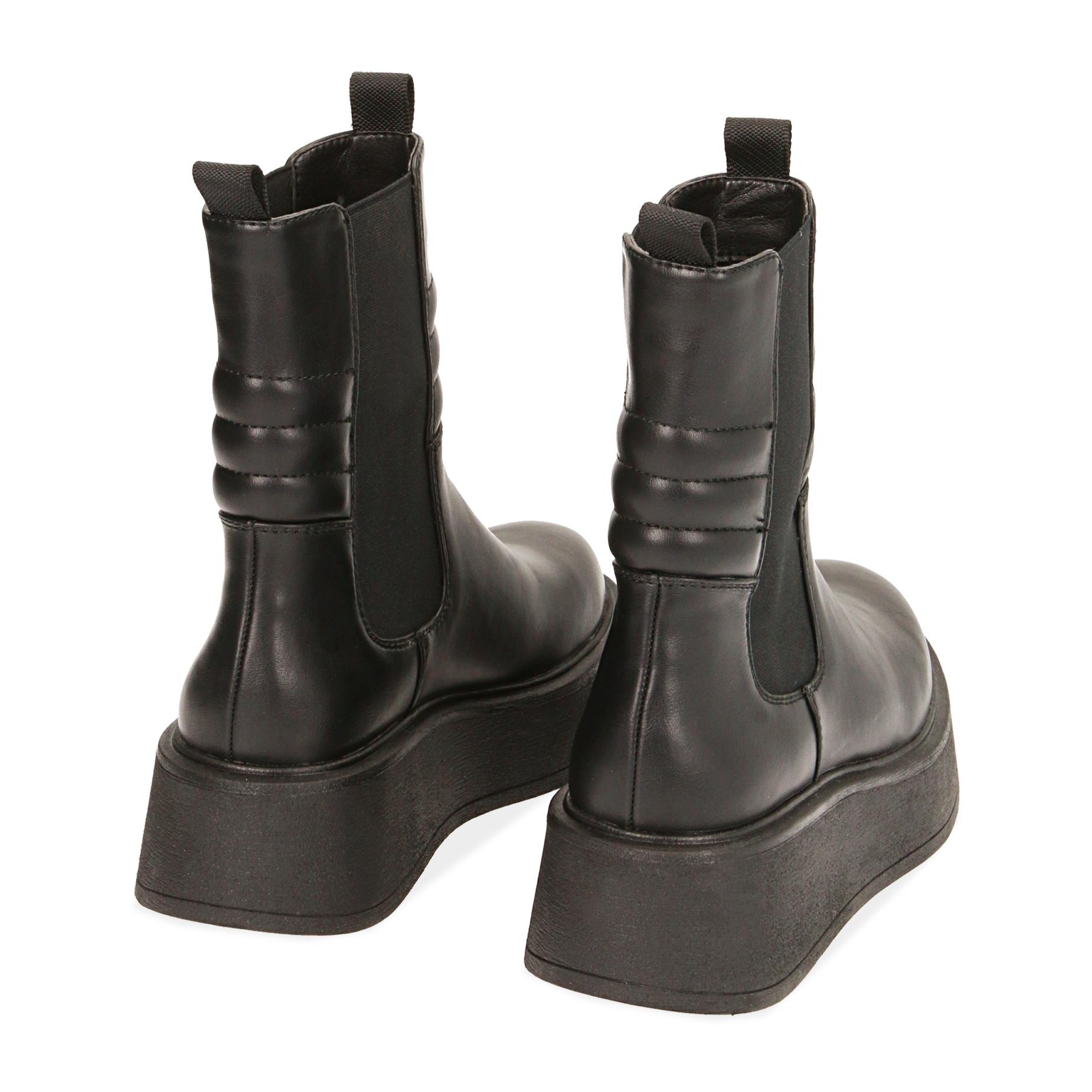 Chelsea boots neri, platform 5 cm