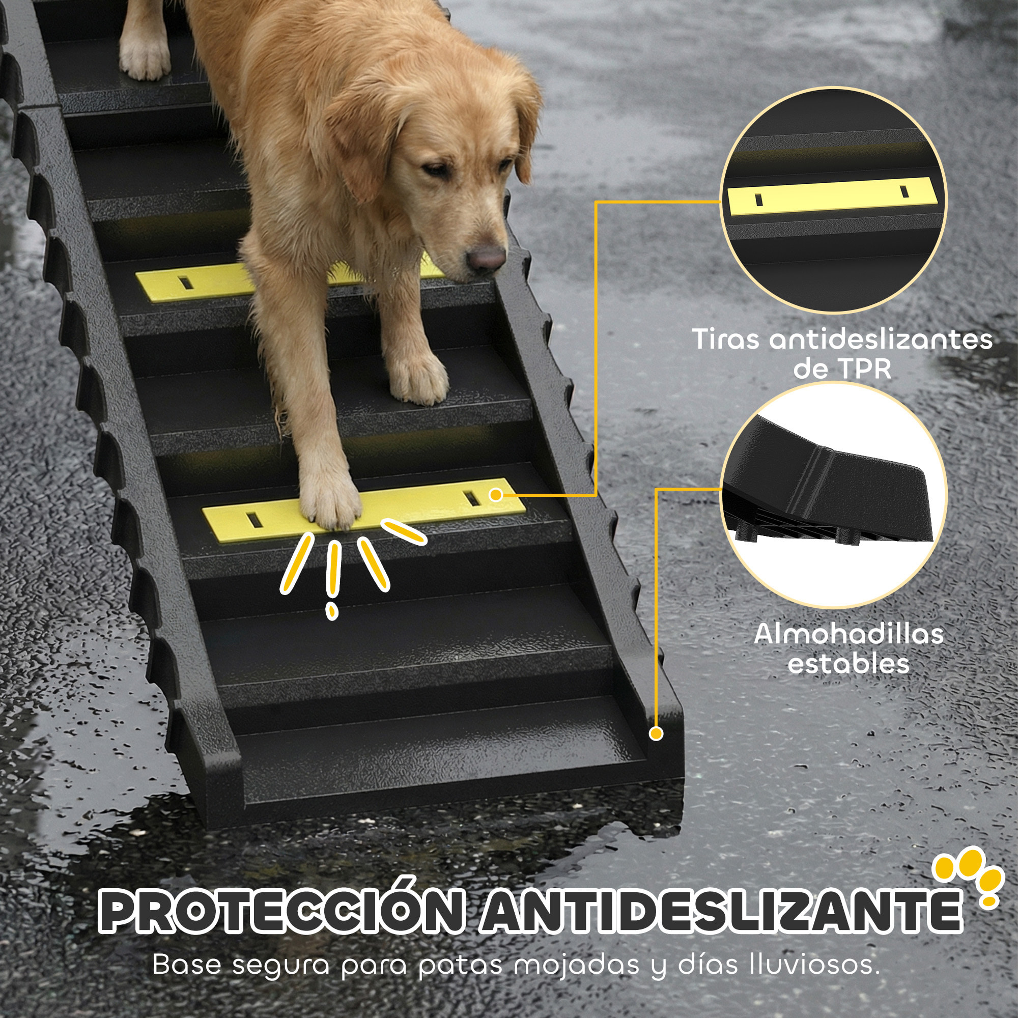Rampa para Perros Plegable, 154 cm, Rampa para Perros para Coche y Cama Alta con 10 Escalones Antideslizantes, Ligera y Resistente, Carga 68 kg, para Sofá, Negro