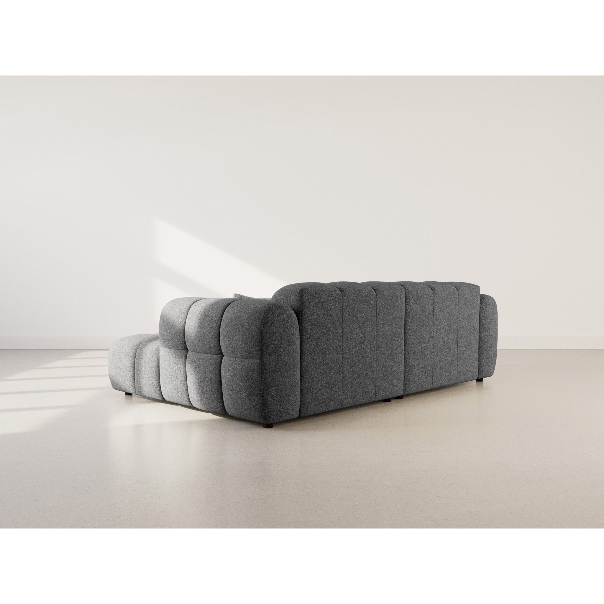 Mini Ray - Canapé d'angle droit 4 places en tissu texturé - Gris Anthracite