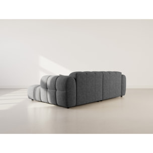 Mini Ray - Canapé d'angle droit 4 places en tissu texturé - Gris Anthracite