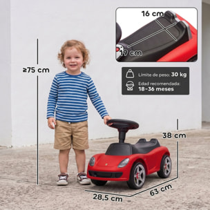 Correpasillos para Bebés de 18 a 36 Meses, Licencia de Porsche, Coche sin Pedales con 2 Faros, Bocina, Sonido de Arranque, para Interior y Exterior, 63x28,5x38 cm, Rojo