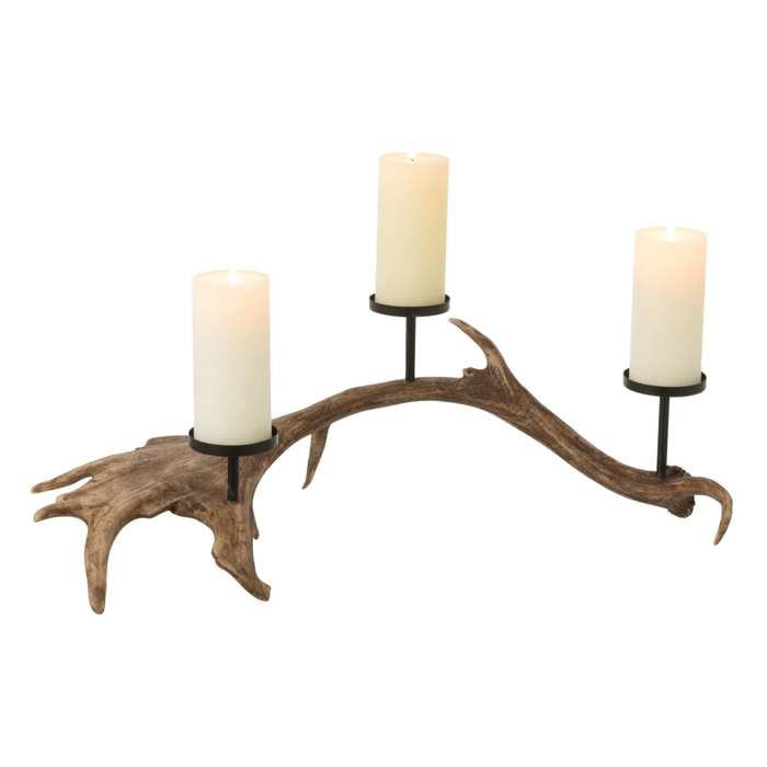 J-Line bougeoir Antlers - polyrésine - brun - large