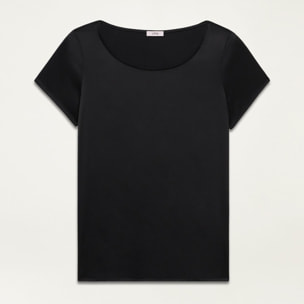 Oltre - Blusa de manga corta en raso - Negro