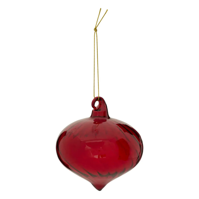 Boule verre forme goutte D.8cm rouge