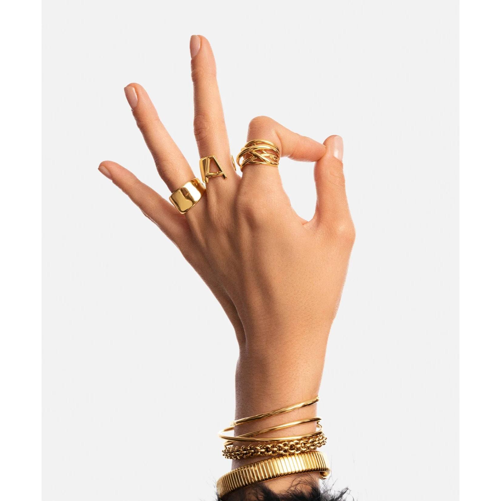 Anelli Triple Cross Placcato Oro