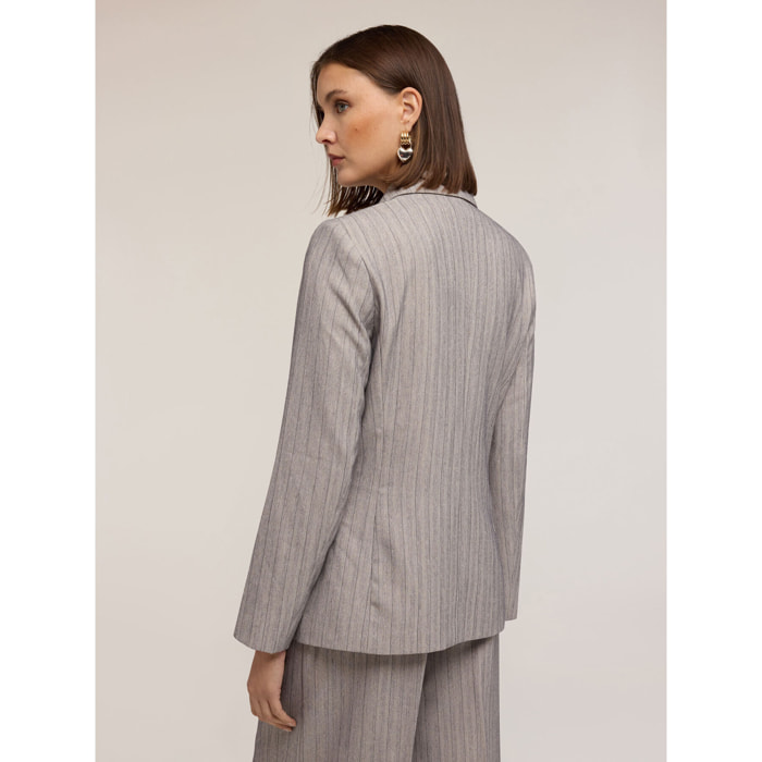 Motivi - Chaqueta estructurada cruzada a rayas - Gris
