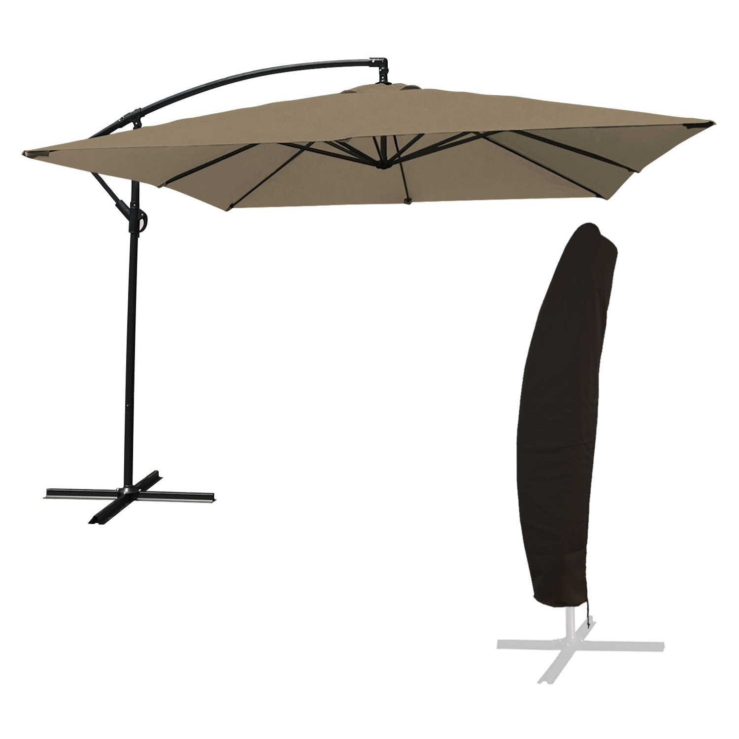 Parasol déporté MOLOKAI carré avec housse - Taupe