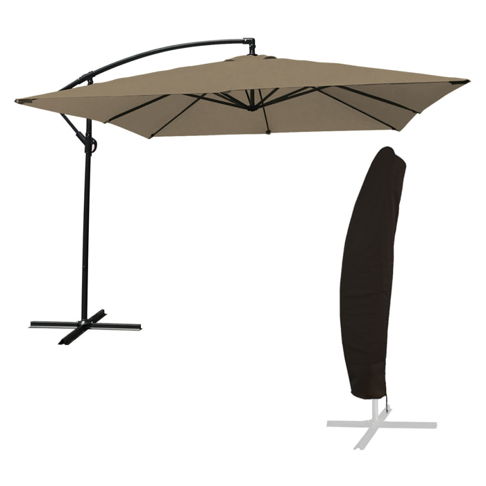 Parasol déporté MOLOKAI carré avec housse - Taupe