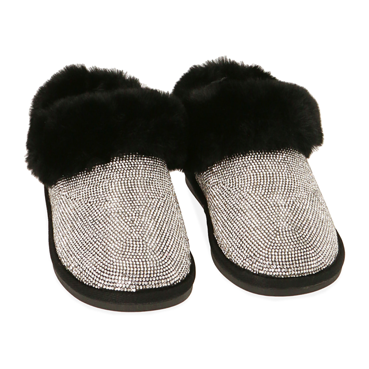 Botines negros de microfibra con pedrería