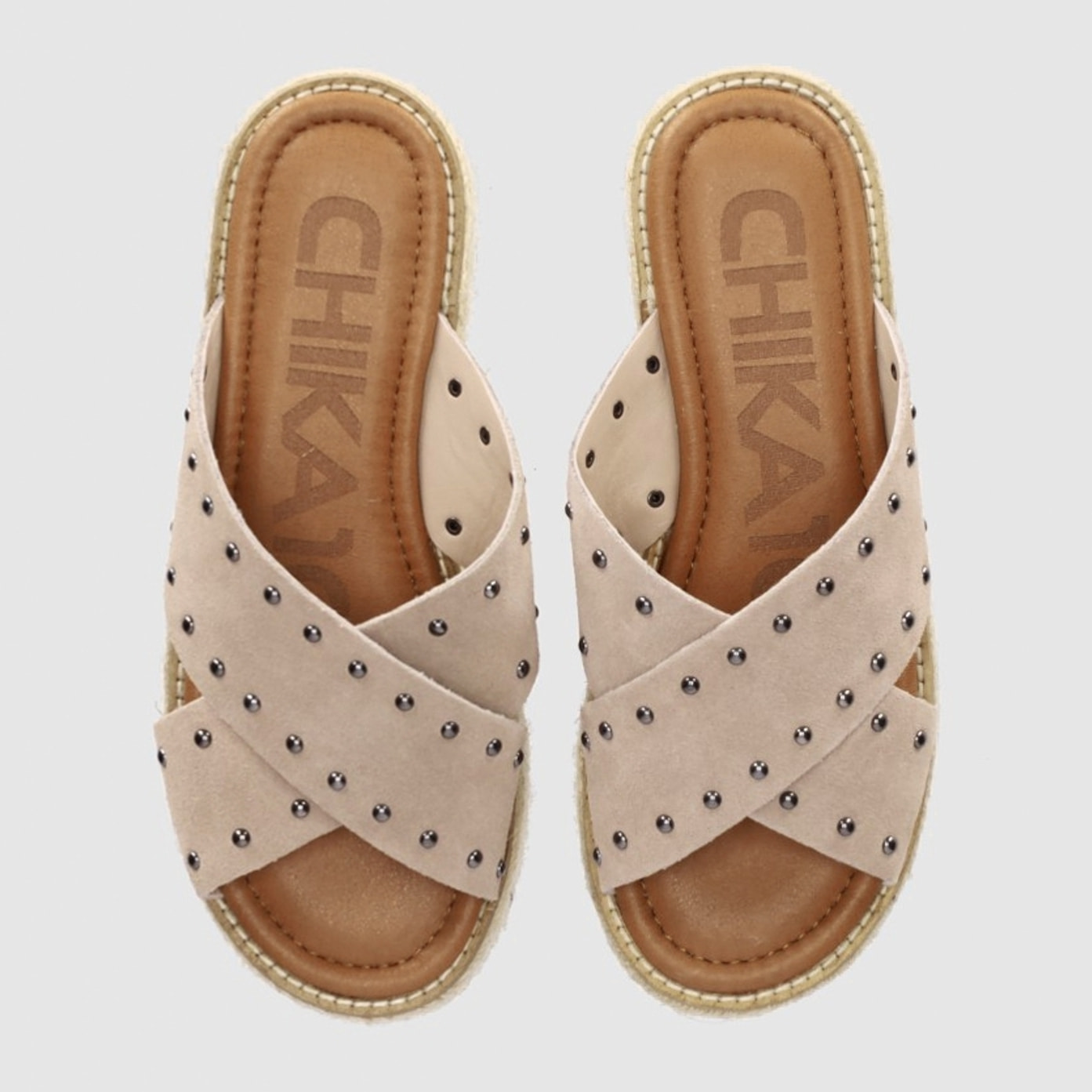 Sandalias de Serraje - Piedra - Tacón: 6 cm