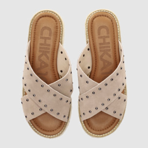 Sandalias de Serraje - Piedra - Tacón: 6 cm