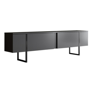 Meuble TV anthracite et noir 2 portes 180cm LISON