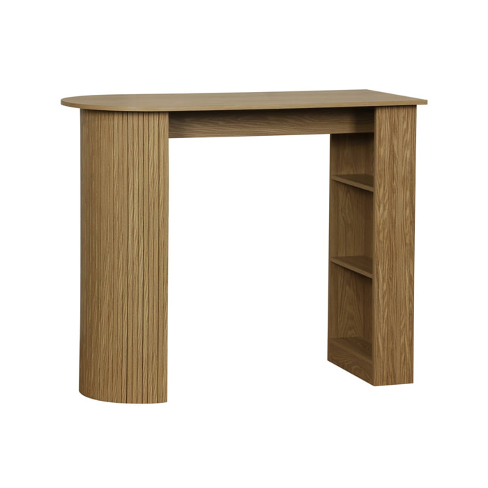 Table bar. table haute de cuisine table d'appoint décor bois avec rangements. 3 étagères. 120 x 55 x 100 cm
