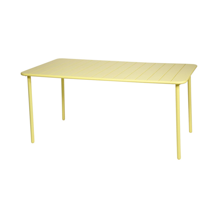Table de jardin métal 6-8 places. jaune. Amelia. 160x90xH72.5cm