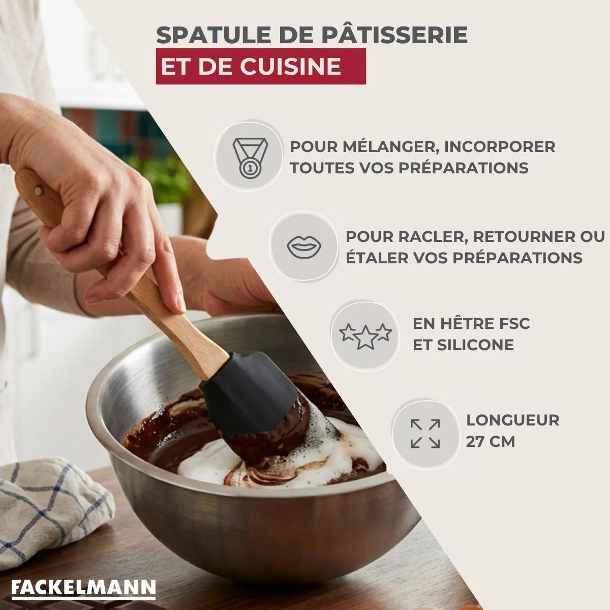 Spatule à pâtisserie silicone 27 cm Fackelmann Acacia