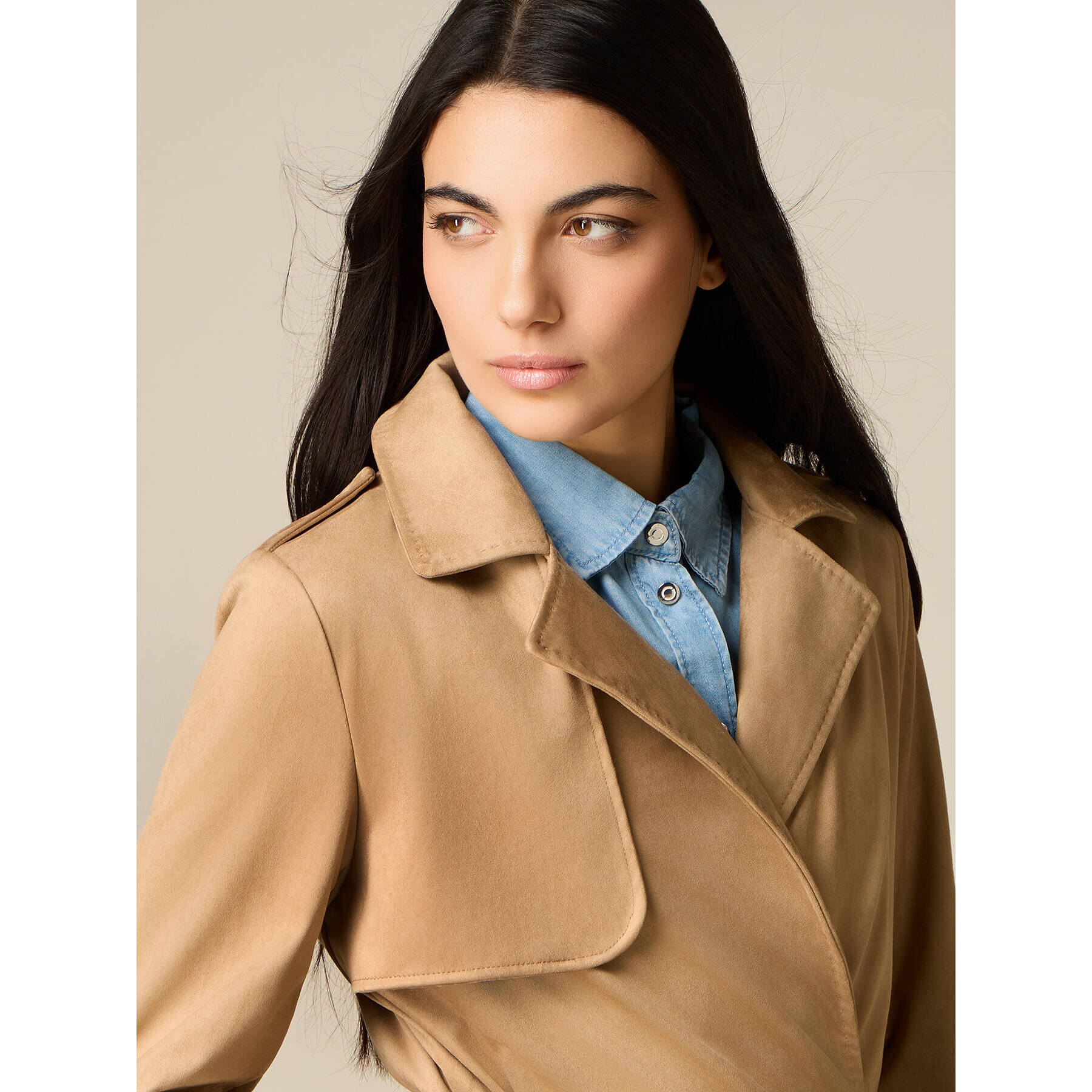 Oltre - Trench efecto nobuck - Beige