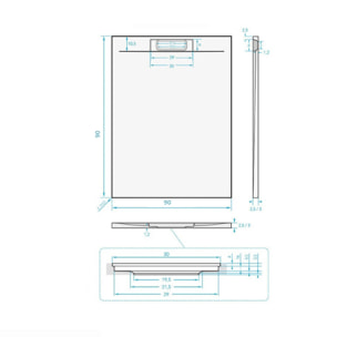 Fusion Receveur de douche 90x90cm en marbre coulé, Blanc (SATFU9090BL)