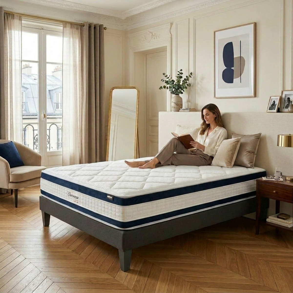 Matelas Chenonceau, Soutien Ferme, 26 cm, Mémoire de Forme & Mousse Haute Densité, Fabrication Française, Déhoussable