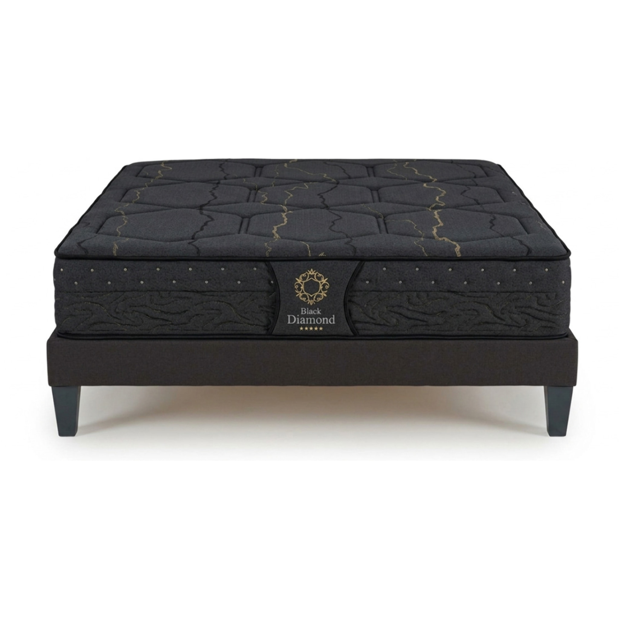 Ensemble Black Diamond 2 places | Ressorts + Accueil Memoire de forme avec sommier en bois
