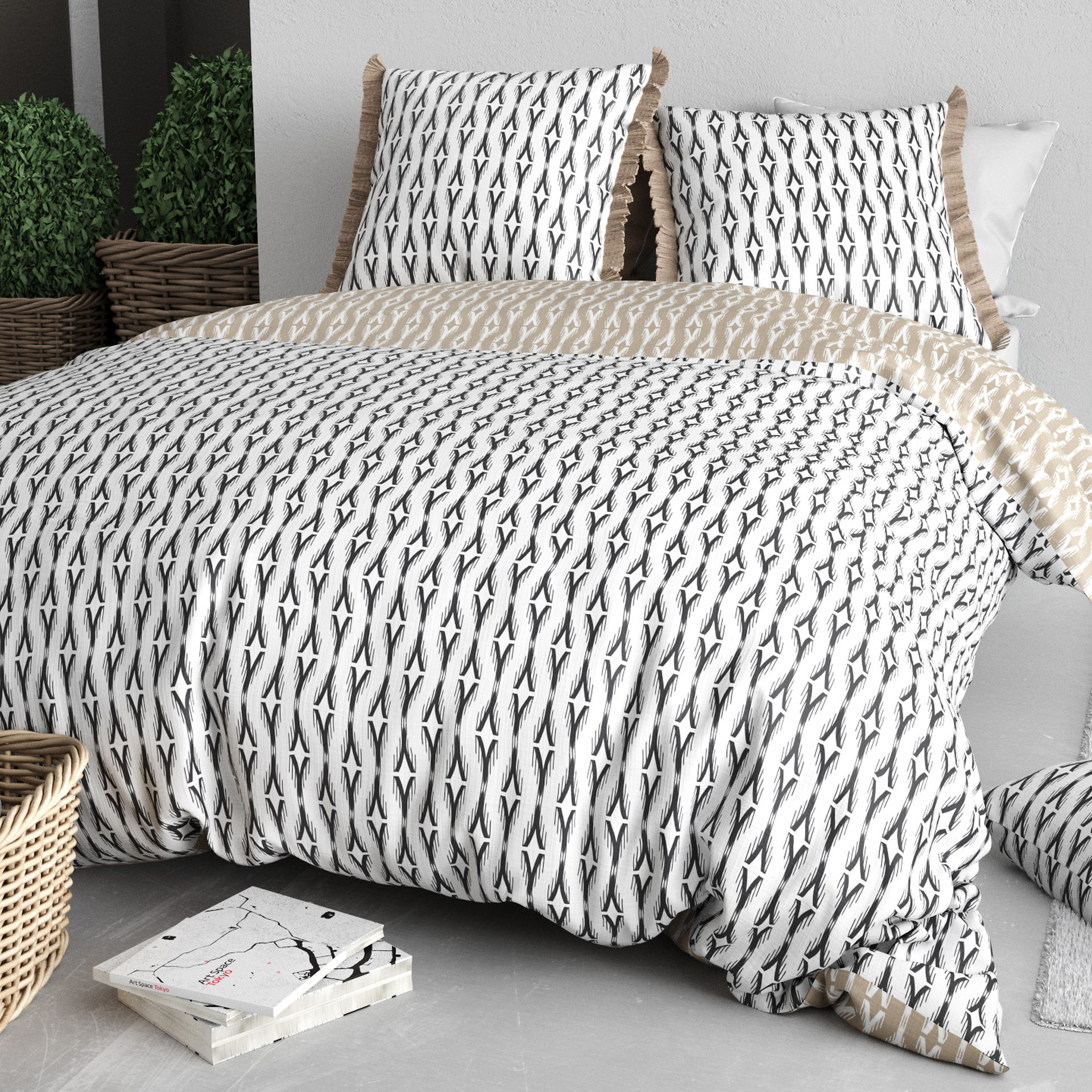 Parure Housse De Couette 3pcs 100% Coton 57 Fils NILS