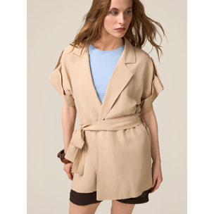 Oltre - Chaqueta desestructurada mezcla de lino - Beige