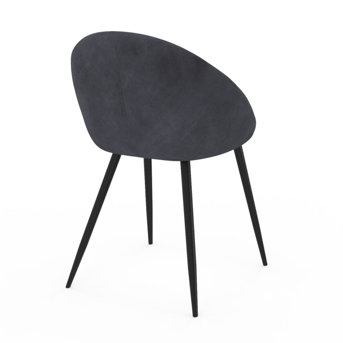 Chaises Dory velours gris pieds métal noirs - lot de 4