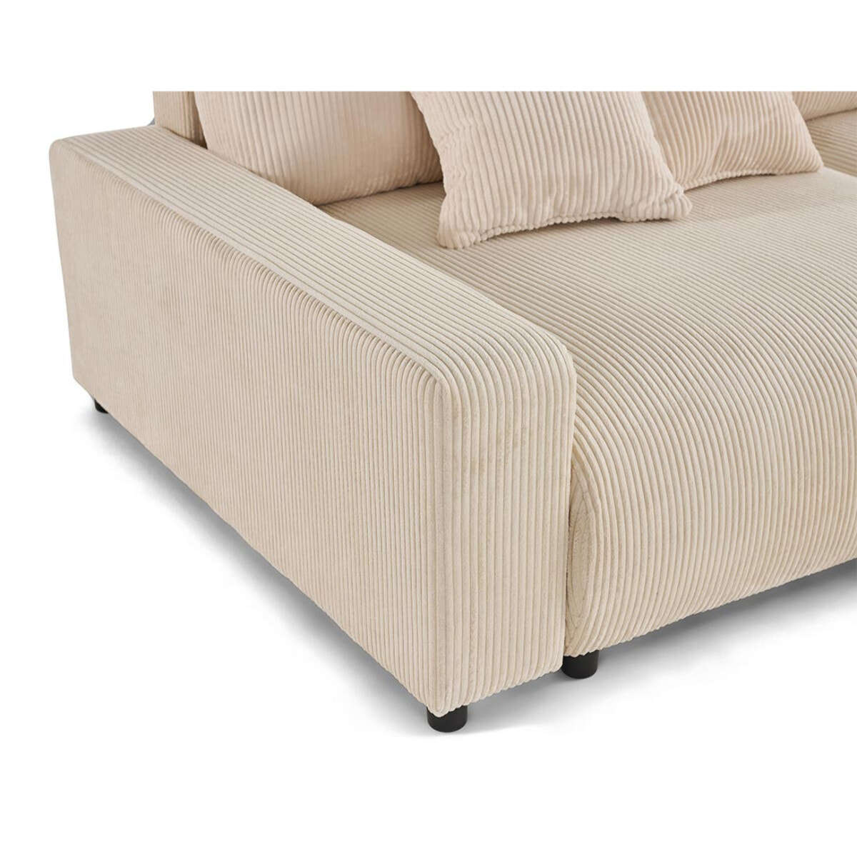 Pivoine - canapé d'angle 4 places réversible convertible avec 2 coffres en velours côtelé - Beige