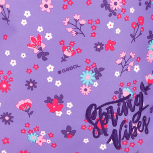 Mochila con ruedas Gabol VIOLET con flores e impermeable