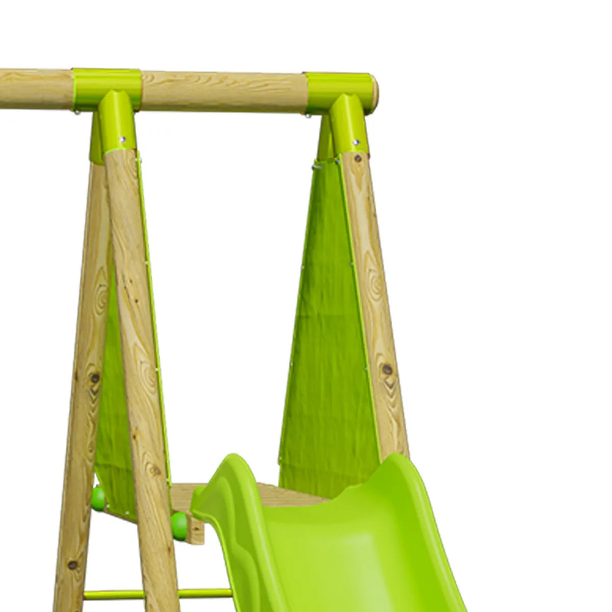 Balançoire en bois 2,30 m Topwood LUMI VERT - 4 enfants