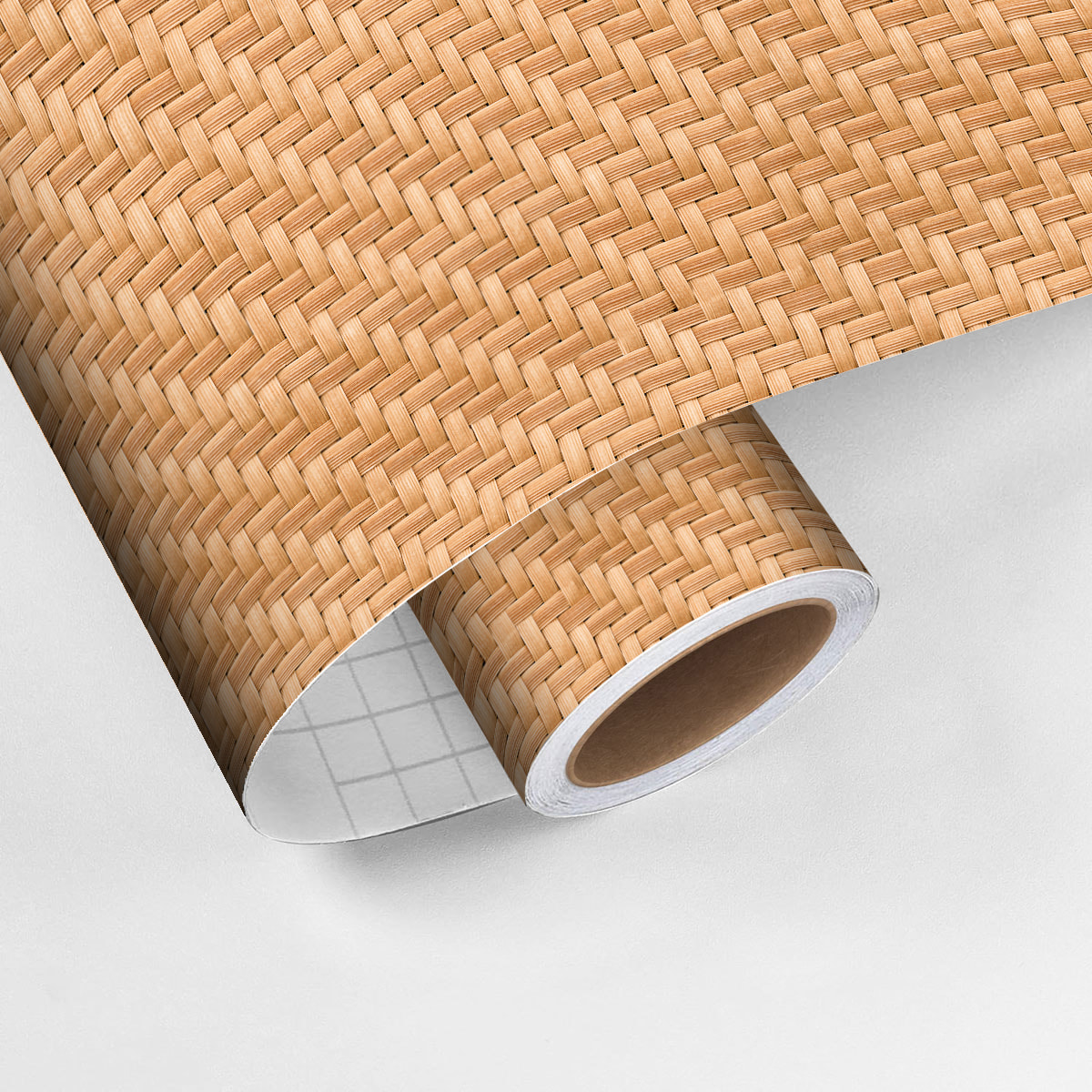 Rouleau revêtement adhésif vinyle au mètre - Sticker mural tête de lit - ROTIN TRESSÉ NATUREL