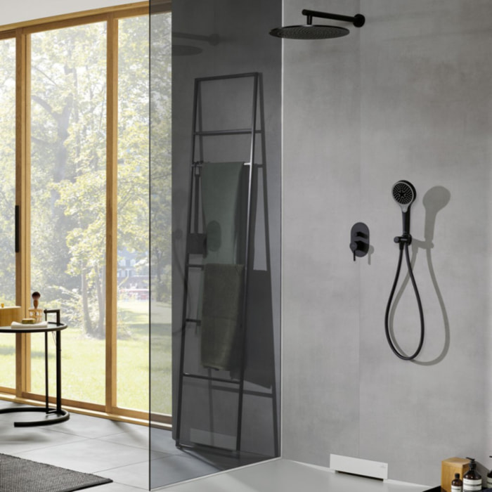 Pommeau de douche VILLEROY & BOCH Verve Showers 3 jets + Flexible de douche Universal Showers 160 cm Noir mat